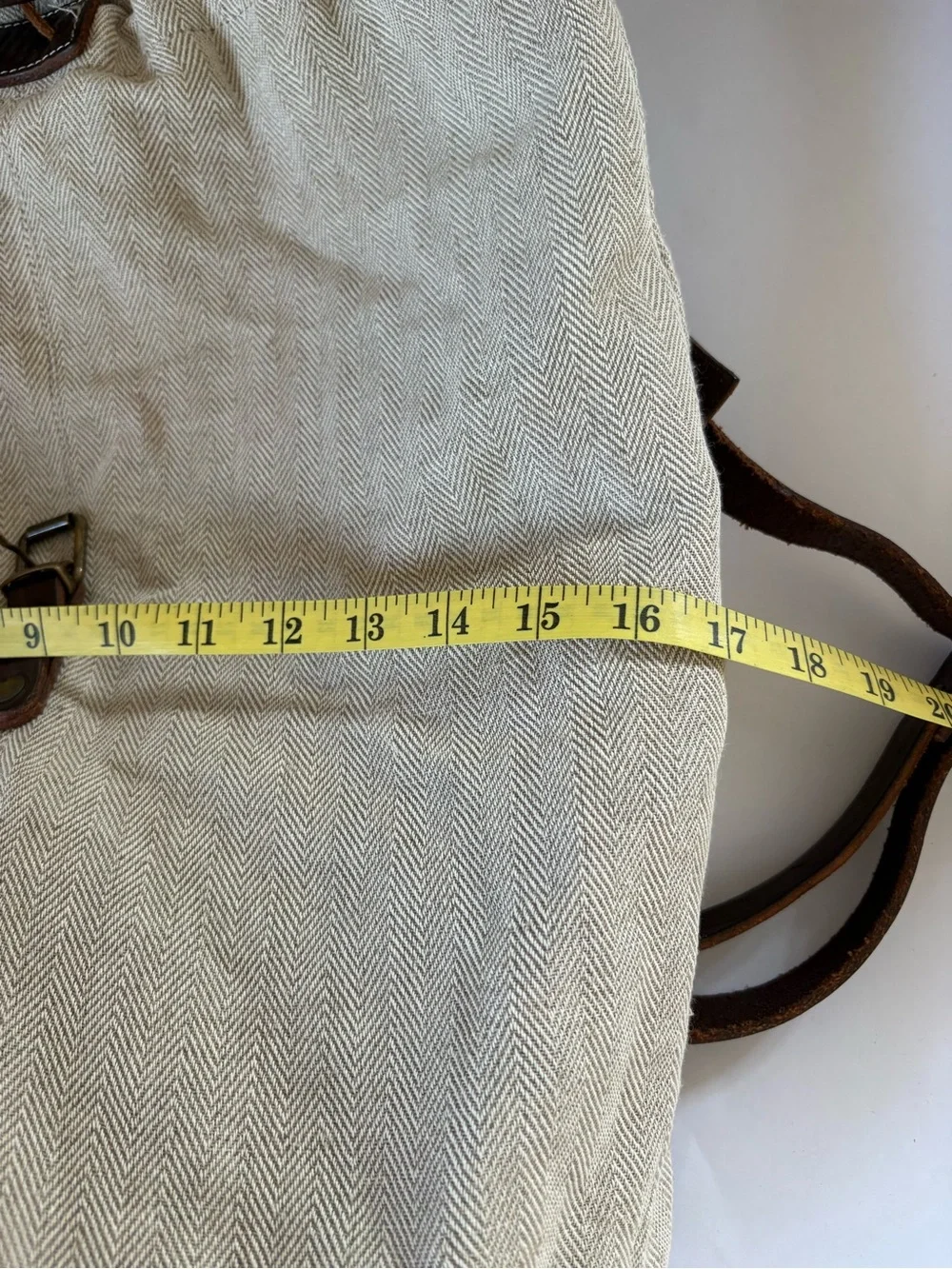N.D.C Made By Hand Luxury Herringbone Canvas Leather Backpack Rucksack